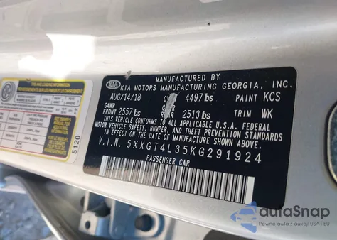 2019 Kia Optima Lx from USA, damaged, VIN 5XXGT4L35KG291924
